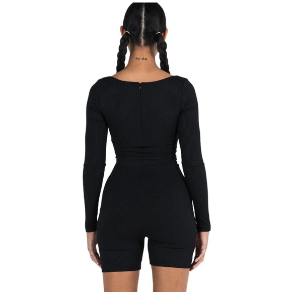 NWOT Princess Polly Sara Ribbed Bodycon Romper Black US Size 4 - Picture 5 of 14